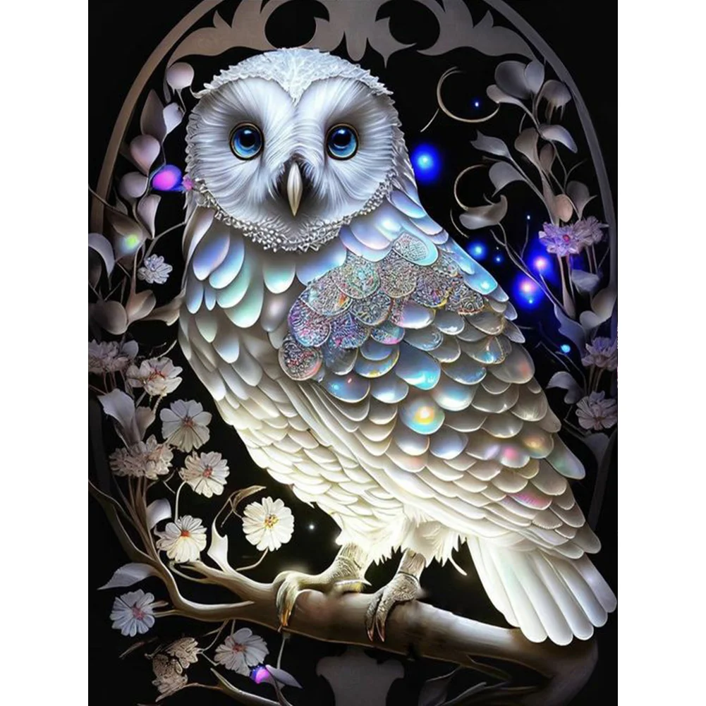 Luminous Owl 30*40cm(canvas) full round drill diamond painting