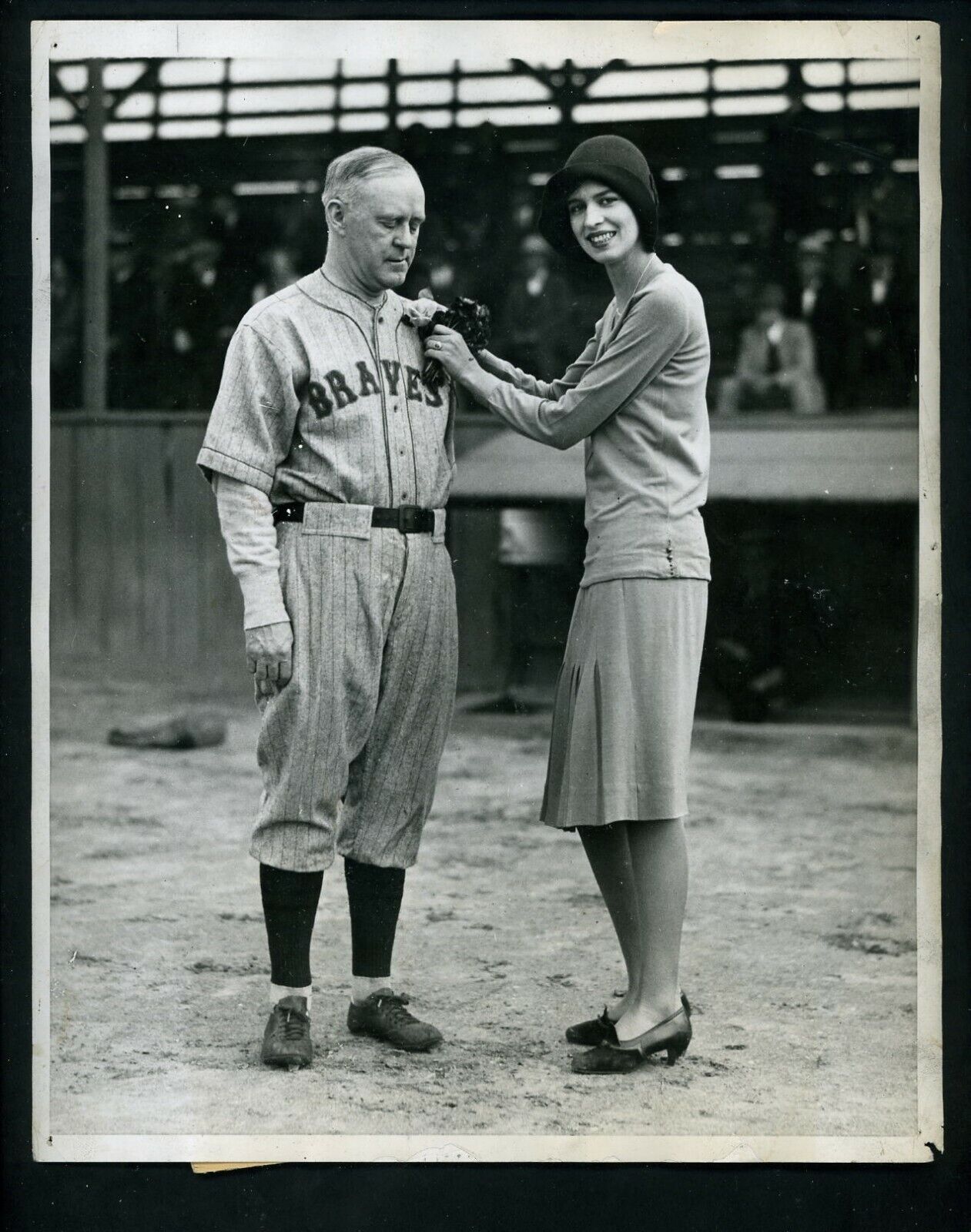 Johnny Evers Margie Little 1929 Type 1 Pacific & Atlantic Press Photo Poster painting Braves