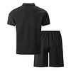 Men's Casual Jacquard Short-Sleeve Polo Shirt & Shorts Two-Piece Set by Inlyline