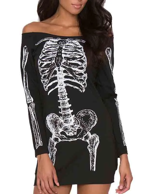 Sexy Long Sleeve Bodycon Off Shoulder Dress For Halloween-elleschic