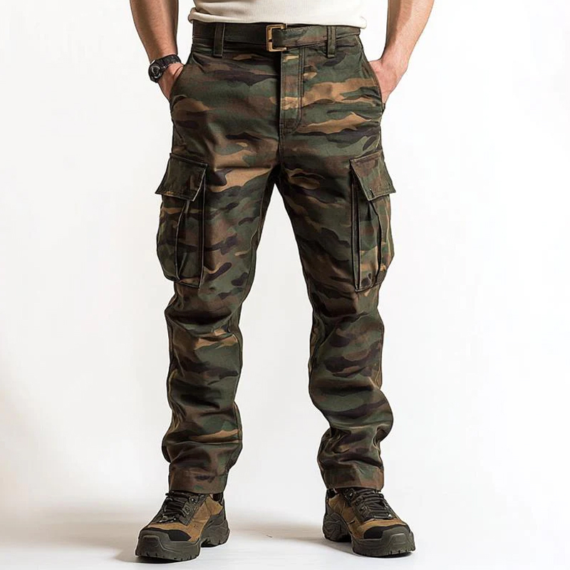 Men's Camouflage Cotton Straight Cargo Pants