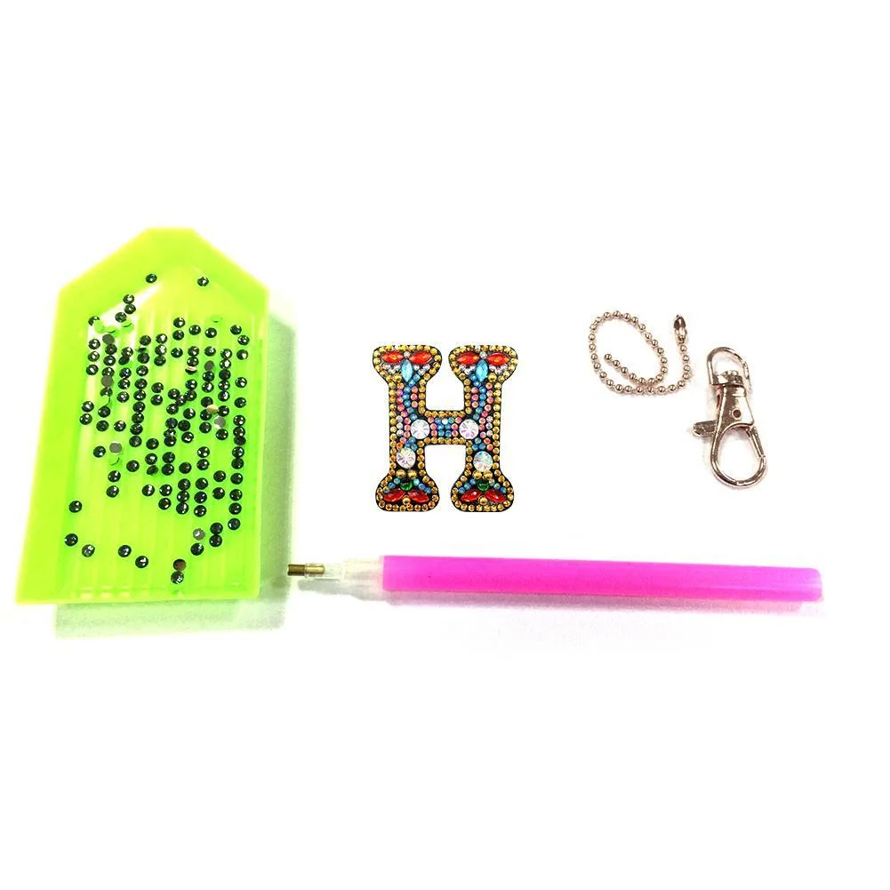 DIY Key Chain Diamond Painting Letters Women Girl Bag Keyring Pendant Gift