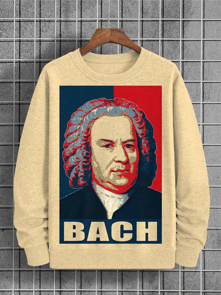 Men's Bach Portrait Art Print Casual Sweatshirt