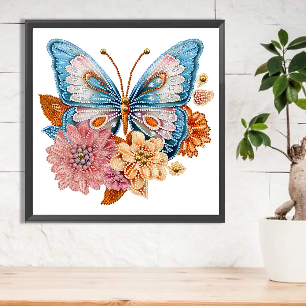 Diamond Painting - Partial Special Shaped Drill - Garden Butterfly(Canvas|30*30cm)