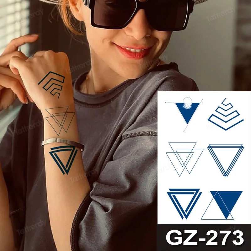 Waterproof Temporary Juice ink Sticker Triangle Star Words Feather Natural Fruit Gel Long lasting Tattoo Art for Men Women Arm