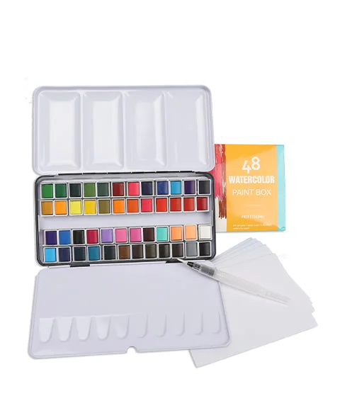 48 Colors Premium Watercolor Paint Set With Palette Box-Himinee.com