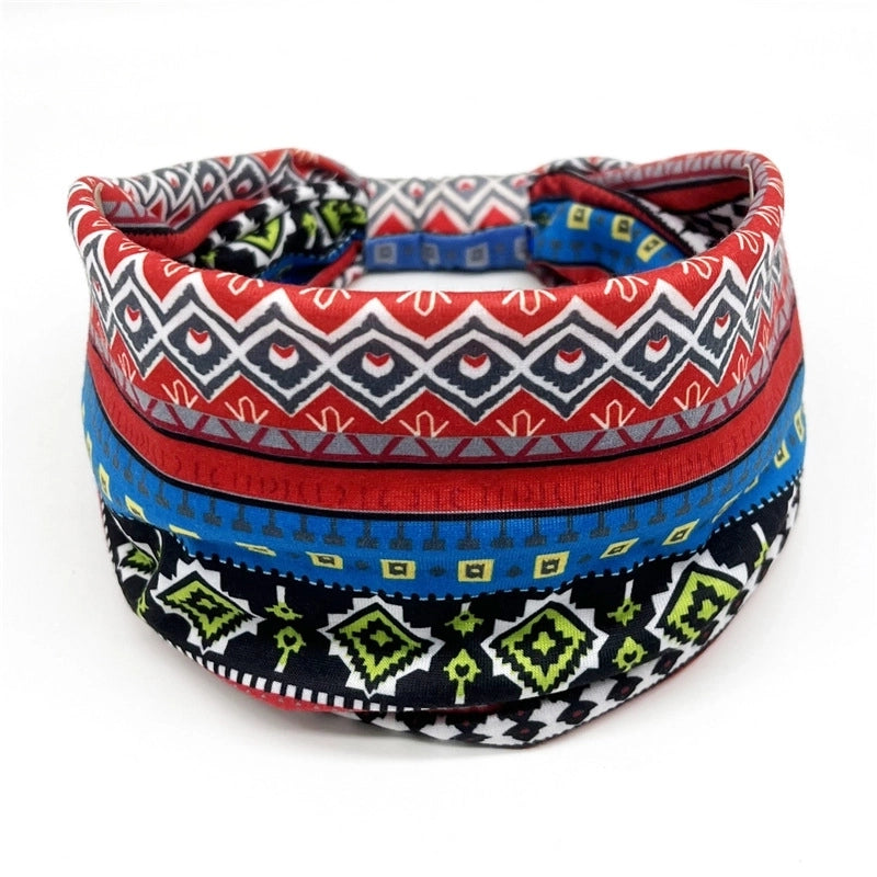 Women’s Hair Band African Print Pattern Wide Edge Elastic Knot Sports Yoga Headband Women’s Headwear Hair Accessories