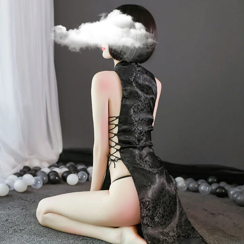 2020 Sexy lingerie Anime Uniform Chinese Qipao Classic Women Satin Cheongsam Night Bathrobe Fashion Dressing for Women Erotic