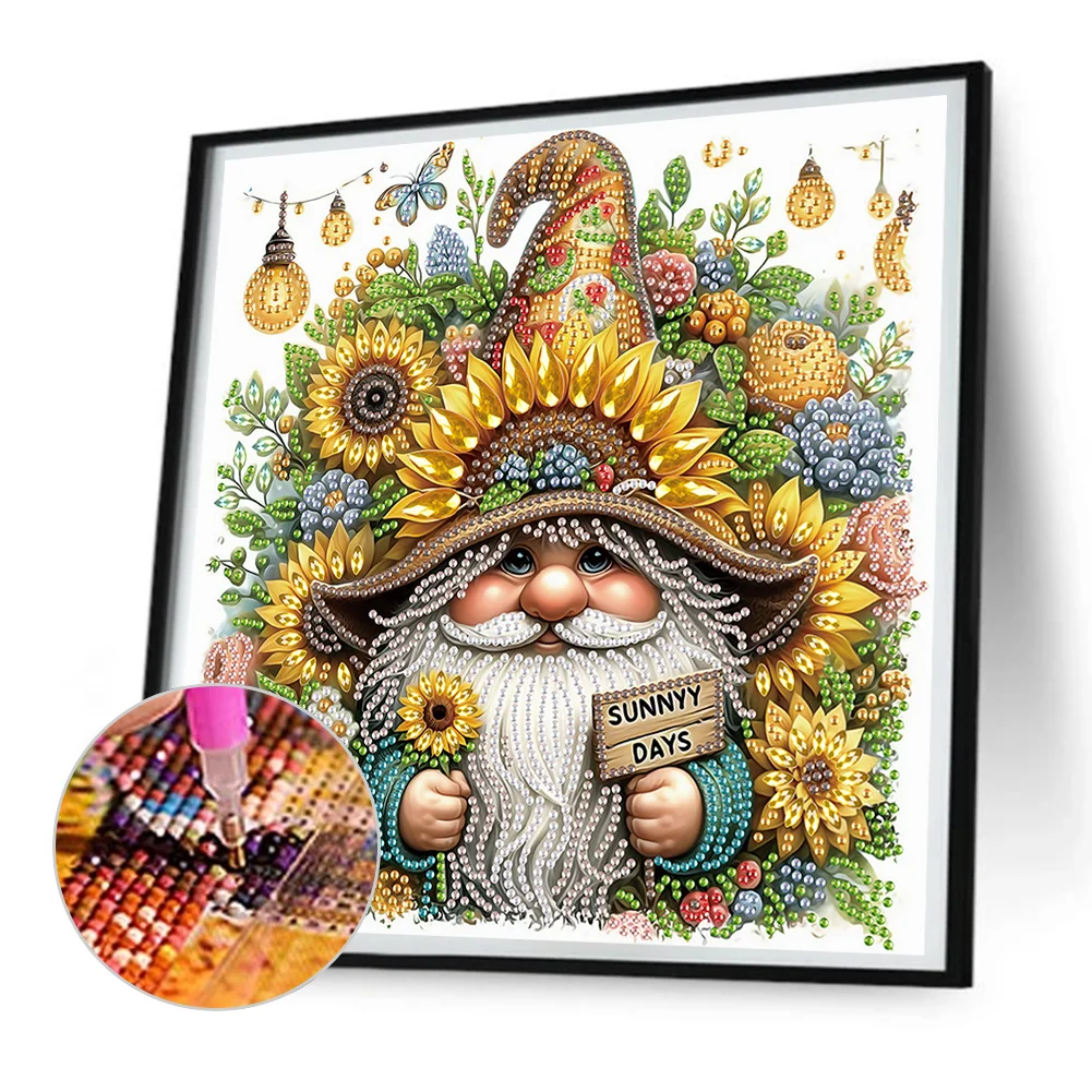 Diamond Painting - Partial Special Shaped Drill - Sunflower Gnome(Canvas|30*30cm)