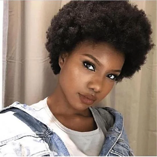 YVONNE Fluffy Afro Curly Full Machine Wig Short Natural Looking