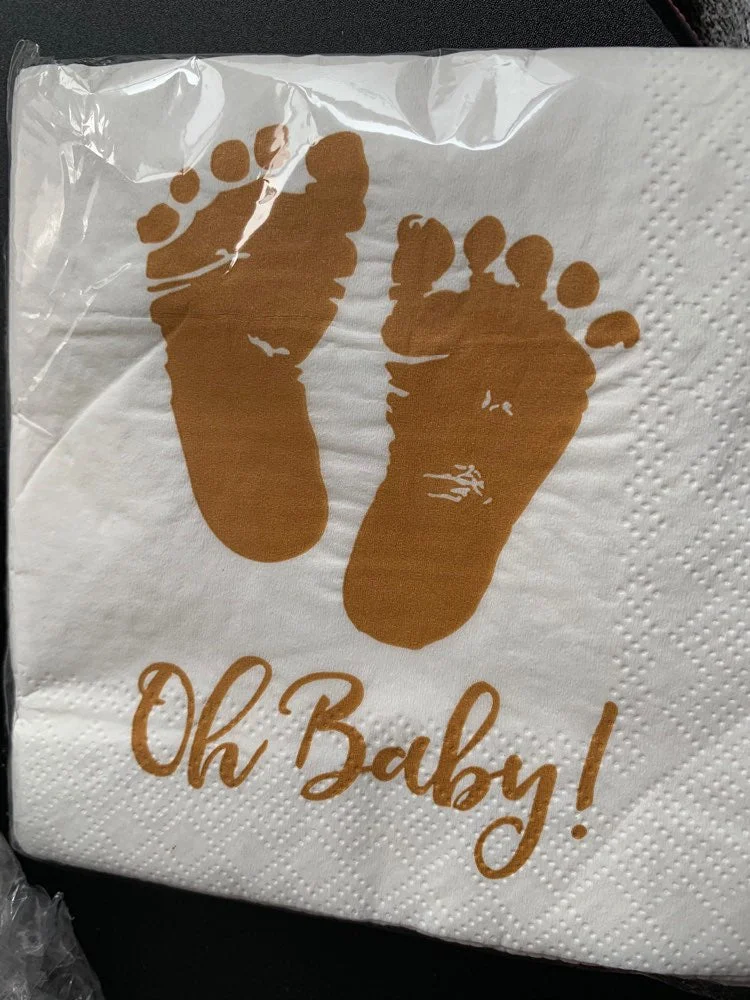 20 Sheets/pack Baby Shower Napkins - Oh Baby Gold Feet Design Boy And Girl Birthday Party Decoration Disposable Decor For Kids