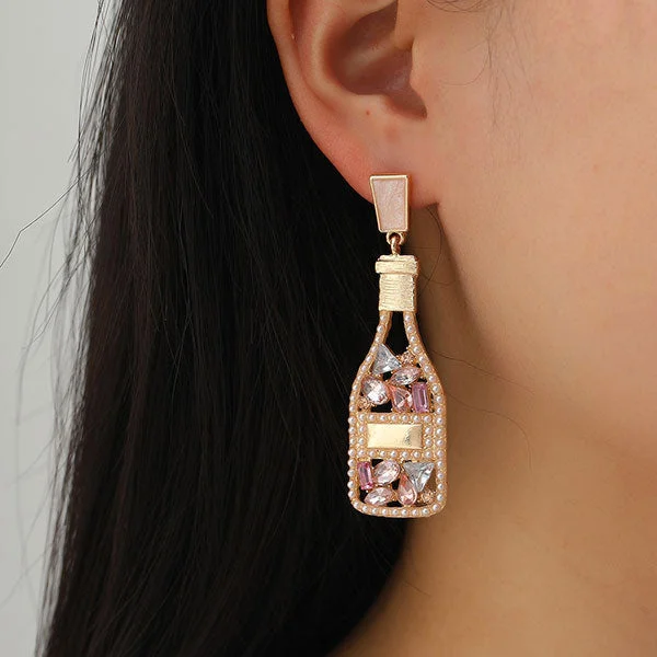 Crystal Glitter Chic Bottle-Shaped Earrings