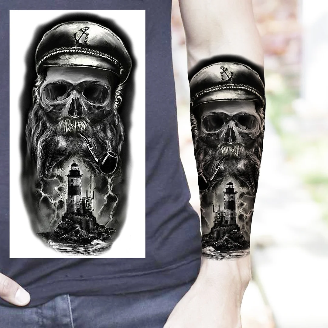 Sdrawing Praying Cross Temporary Tattoos For Men Adults Realistic Wolf Tiger Compass Skull Fake Tattoo Sticker Forearm Tatoos Arm