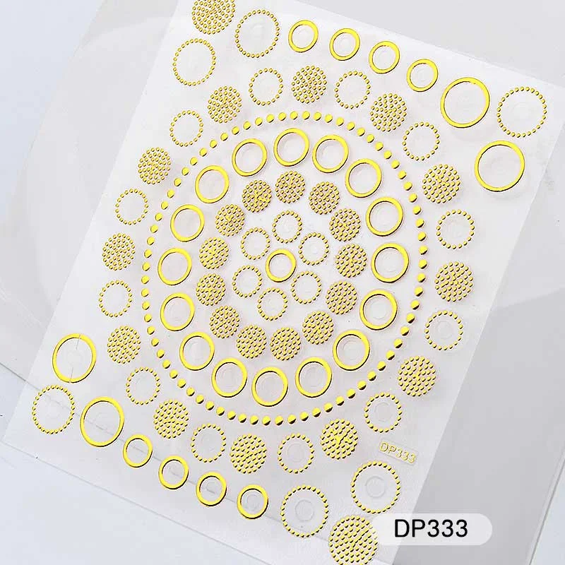 1 Sheet Metallic Nail Art Stickers Mixed Moon/Star/Arrow/Triangle Geometric Patterns 3d Gold Hollow Adhesive Sticker Decorations-Nail Inspo