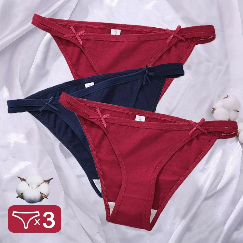 3PCS/Set Cotton Underwear Sexy Women's Lingerie Panties Female Underpants Sexy Briefs Low-Rise Intimates Pantys Cotton Panties