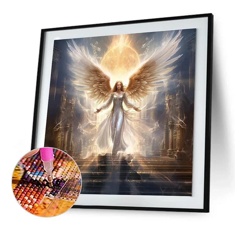 Full Drill Diamond Painting with Frame / 30x40cm / Round Crystals / Wall Art  Decor - Angel Girl YSG3076