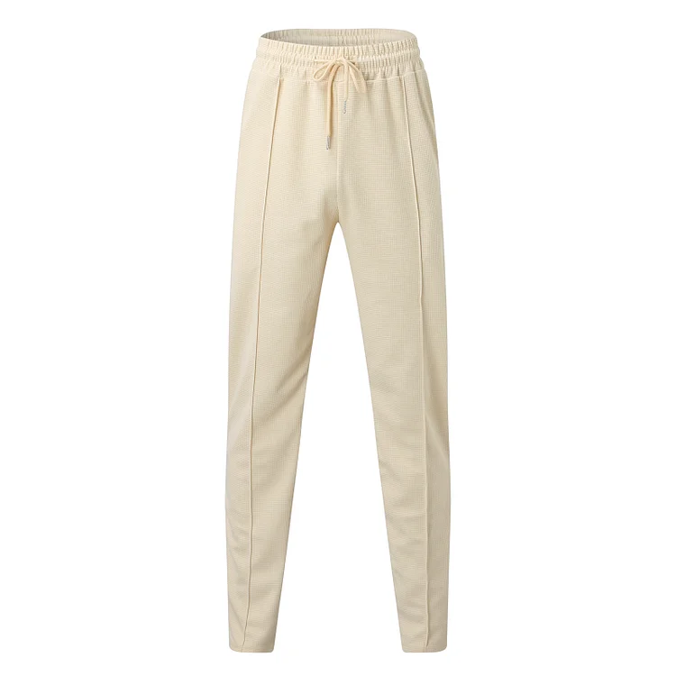 BrosWear Fashion Casual Solid Color Waffle Pants