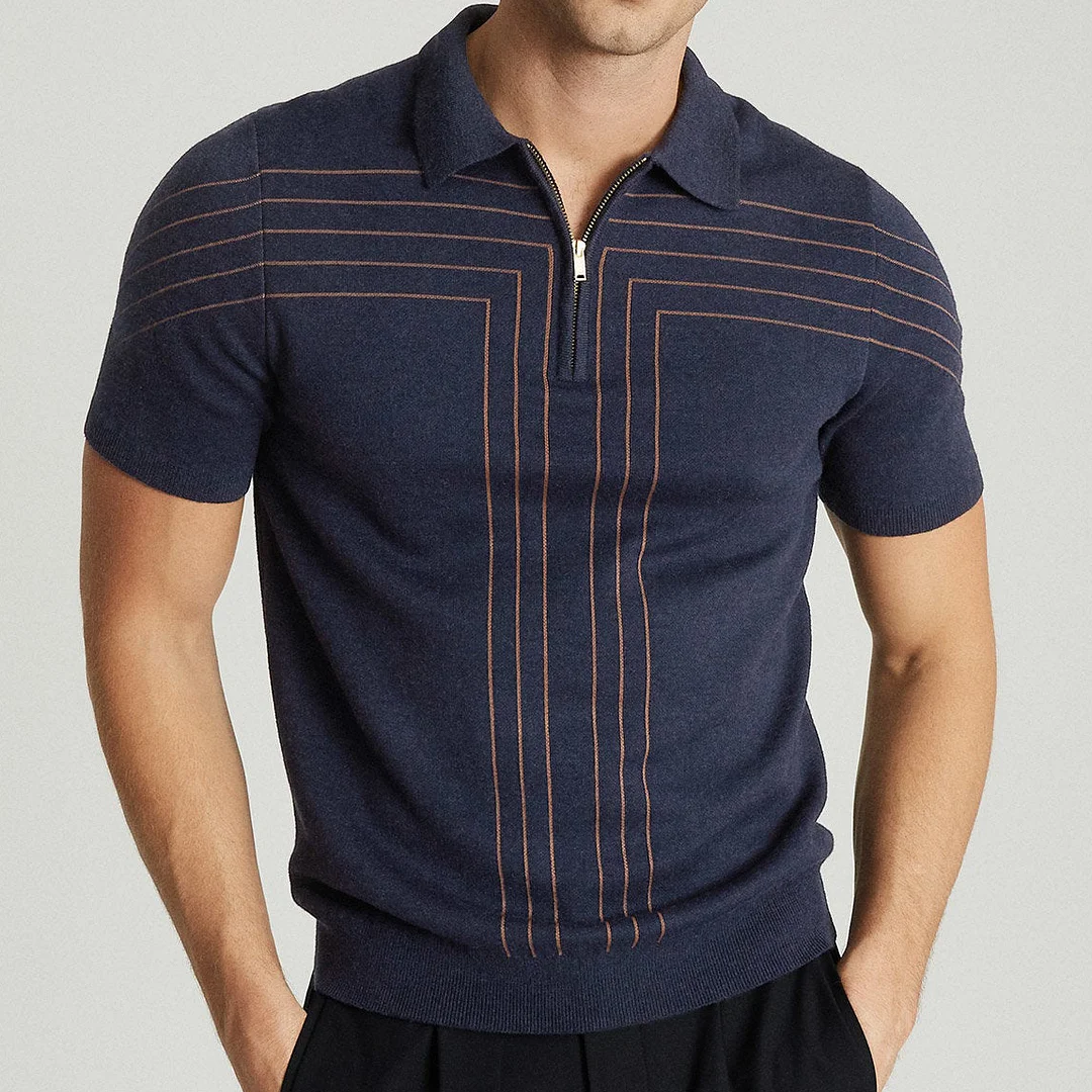Kade Navy Zip Polo Shirt / [viawink] /