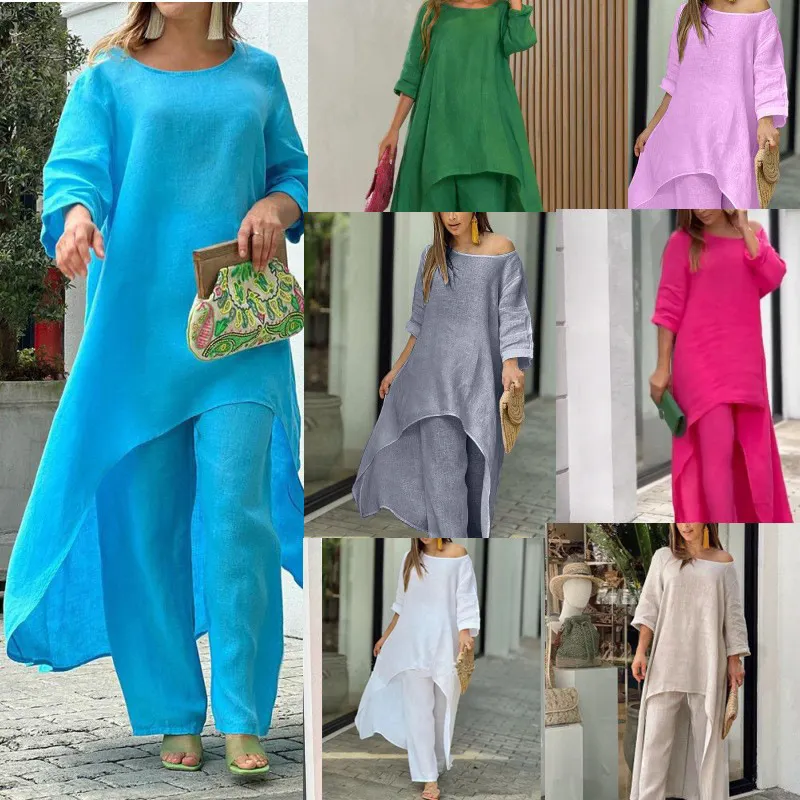 Uveng Uveng Women's New Ins Fashion Solid Color Wide Leg Pants Winter Wear Women's A Set Of 661