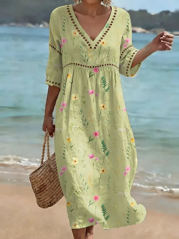 [Spot Big Sale] Women's Floral Print Casual Dress