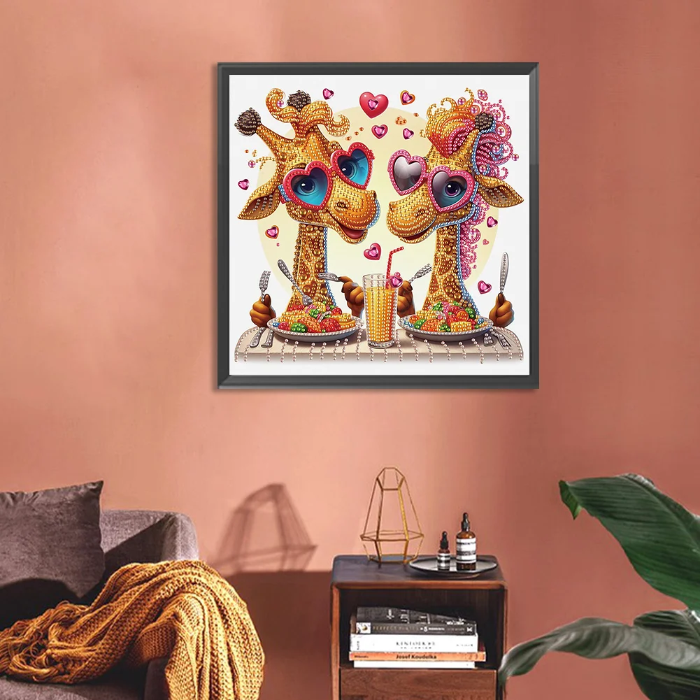 Diamond Painting - Partial Special Shaped Drill - Funny Giraffe(Canvas|30*30cm)
