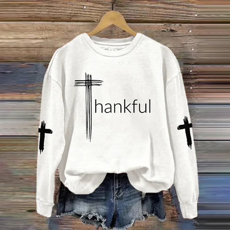 Thanksgiving THANKFUL Cross Casual Sweatshirt