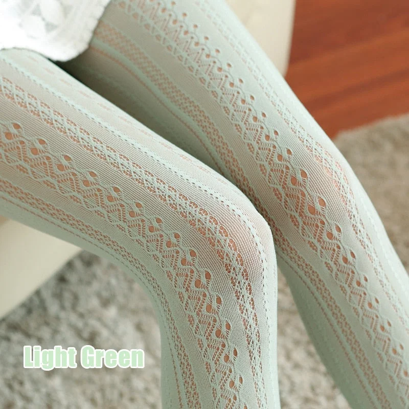 Sexy Lolita Rayon Tights Pantyhose Female Carved Fishnet Hollowed-Out Stocking Muti-Colors Breathable Stretch Leggings 2020 New