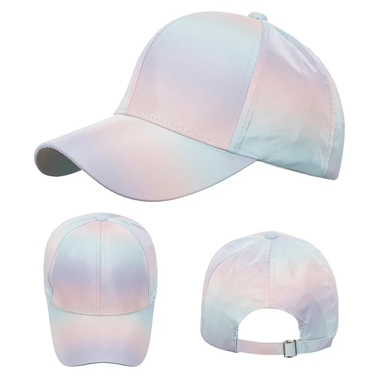 Unisex Men Women Tie-dyed Sun Hat Adjustable Baseball Cap Hip Hop Hat Ponytail Messy Bun Caps Cotton Summer Mesh Hats