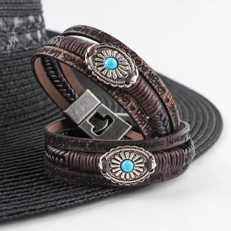 Vintage Leather Braided Devil's Eye Bracelet