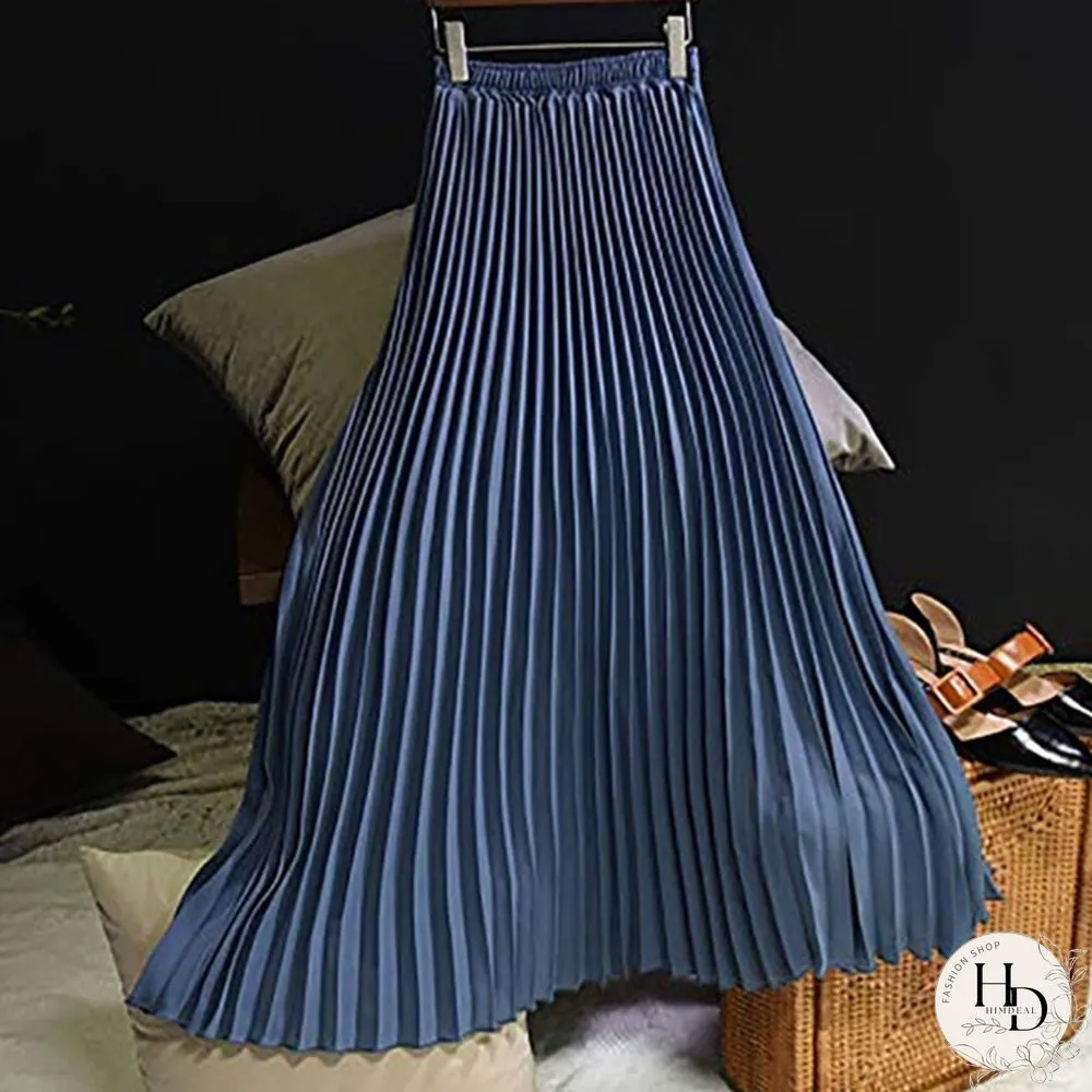 Summer New Fashion Women's Skirt One Size Multicolor Solid Pleated Skirt