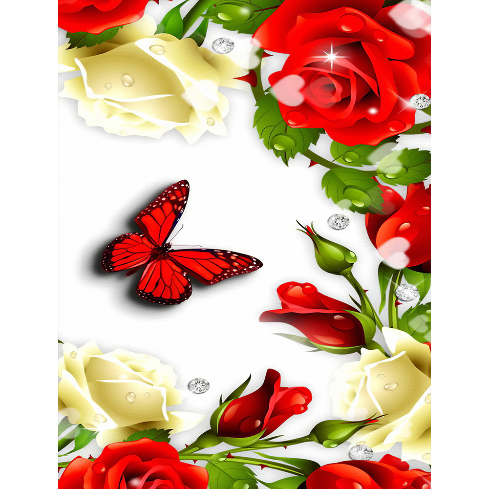 

Roses Butterfly - Round Drill Diamond Painting - 30*40CM, 501 Original