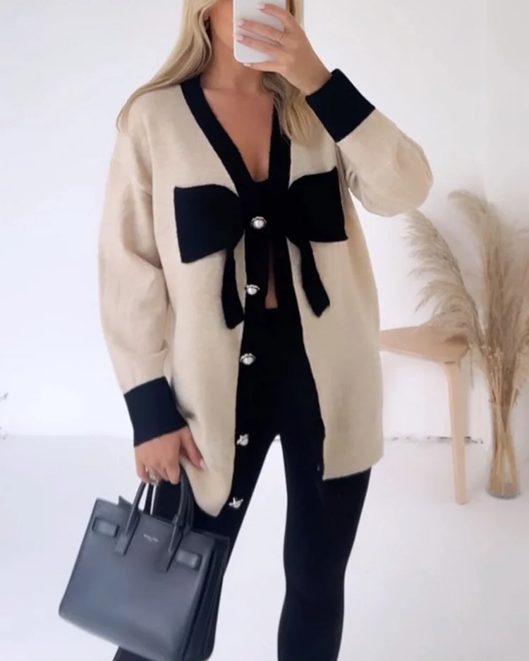 Bow Knitted Cardigan