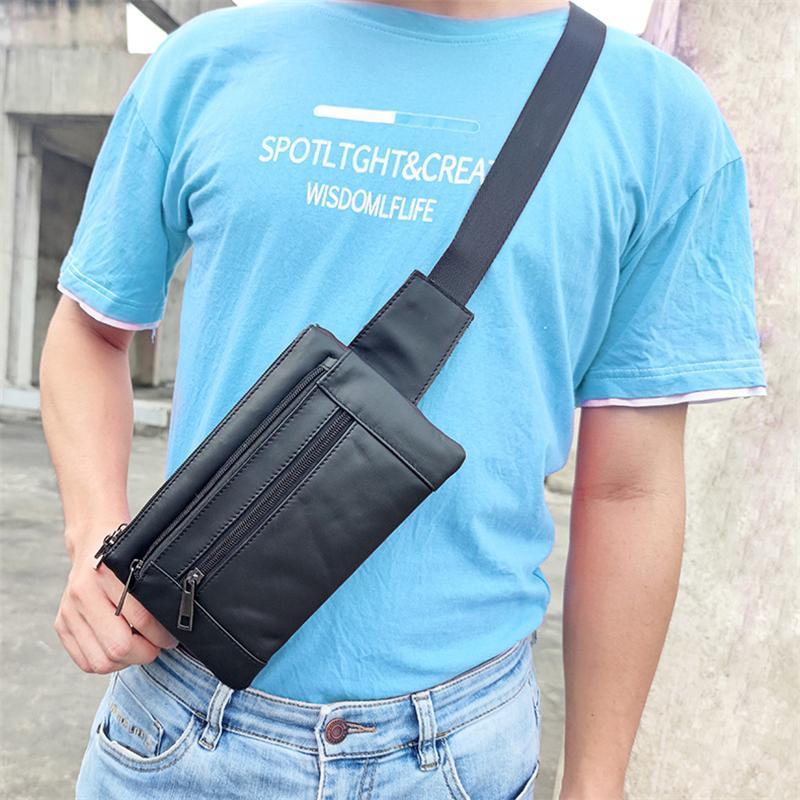 Soft Leather Casual Outdoor Fanny Bags With Large Capacity