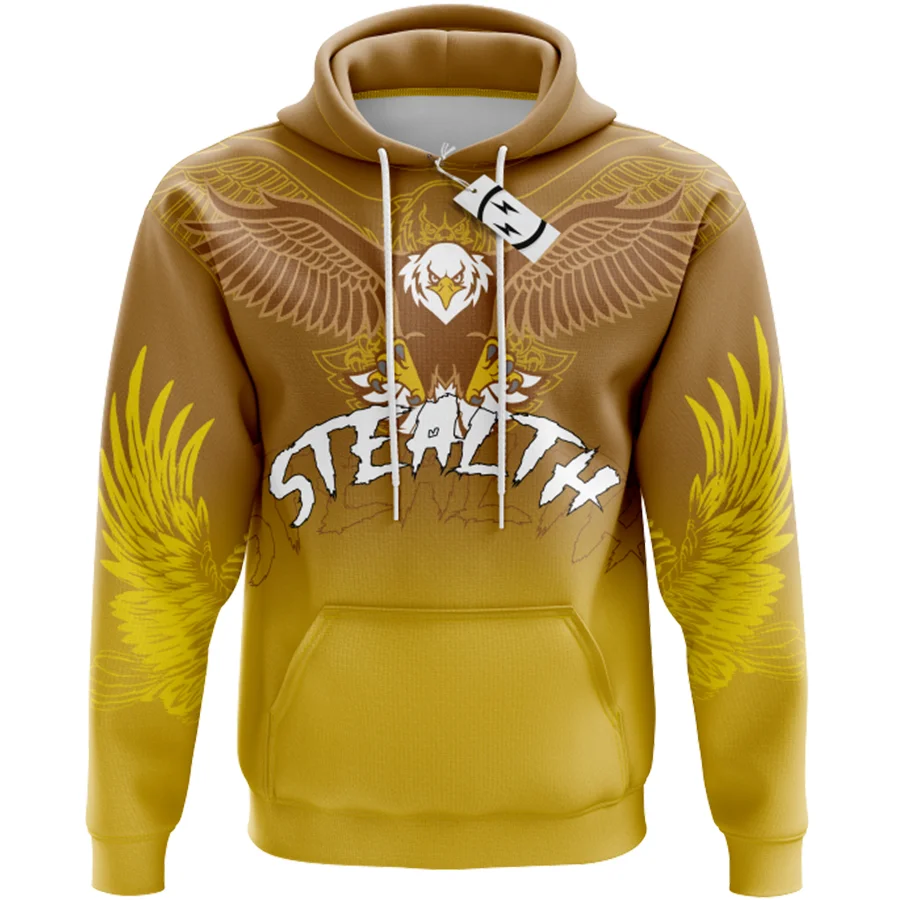 Invisible Eagle Fading Yellow Printed Men's Hoodie