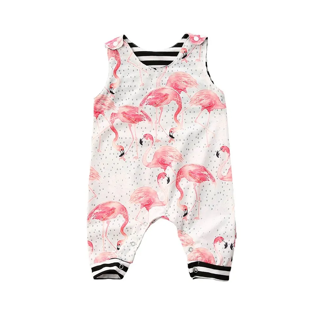 2020 Baby Summer Clothing 0-3Y Infant Baby Girls Boys Animal Print Rompers Sleeveless Cotton Jumpsuits Striped Patchwork Clothes