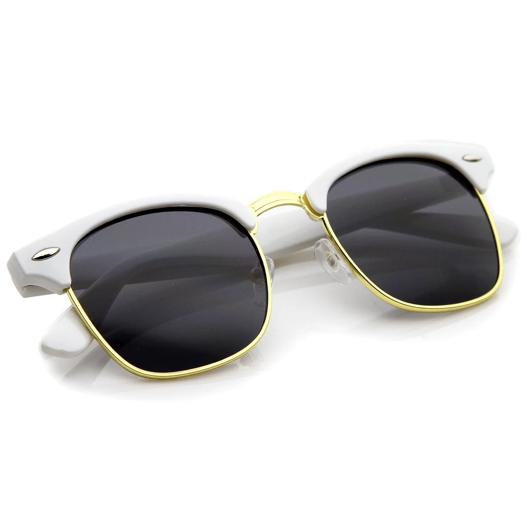 Premium Half Frame Metal Rivets Horn Rimmed glasses 50mm