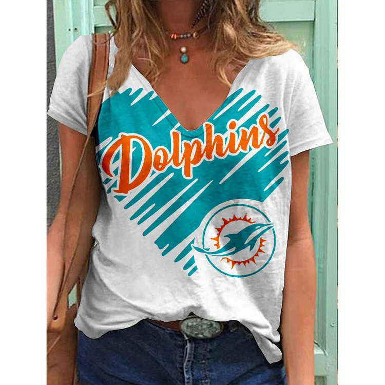 Miami Dolphins Lightweight Short Sleeve V-Neck T-Shirt