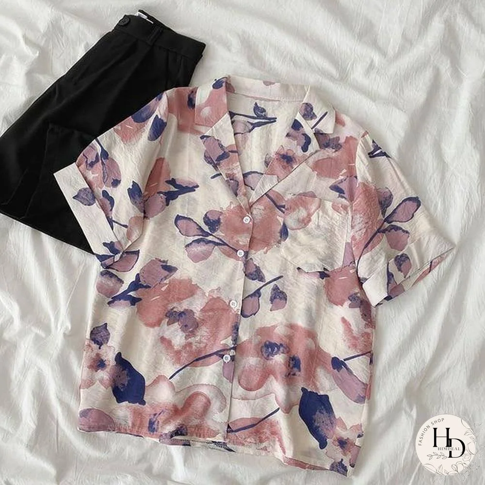 Casual Basic Short Sleeve Blouse Women V-neck Loose Office Formal Shirt Female Fashion Blue Yellow Cardigan Tops