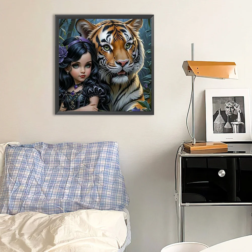 Diamond Painting - Full Round Drill - Tiger Girl(Canvas|30*30cm)