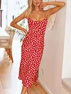 Polka Dot Split-Side Condole Belt Midi Dress
