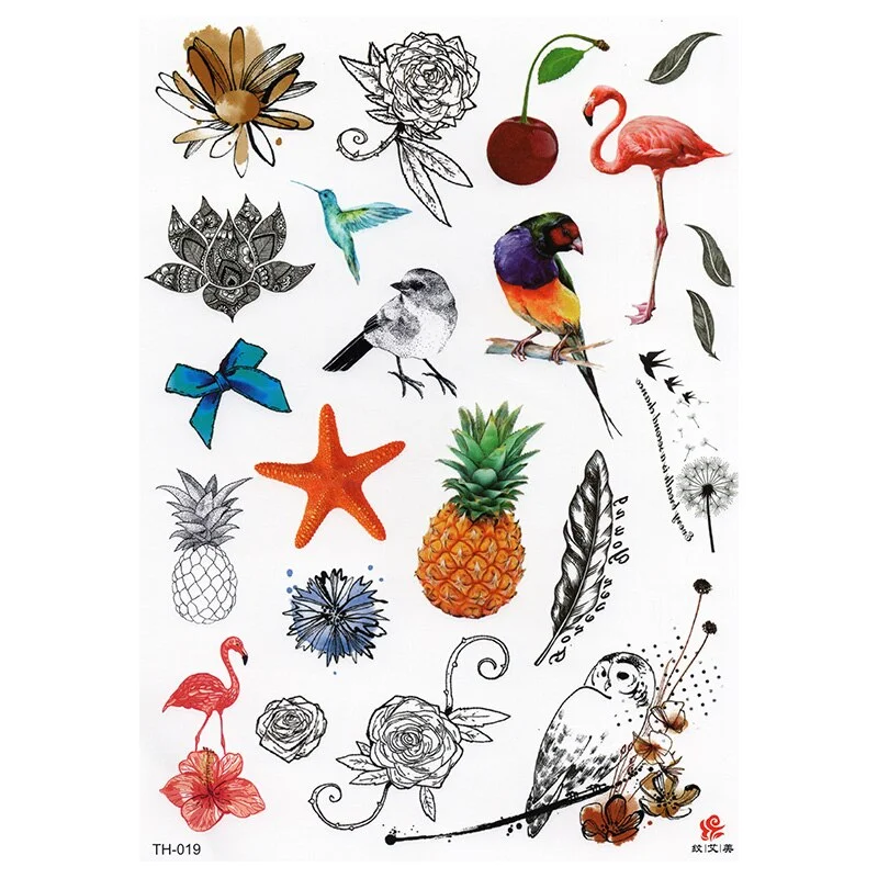 Waterproof Temporary Tattoo Sticker Watercolor Cute little animal pattern tattoo Water Transfer body art fake tattoo