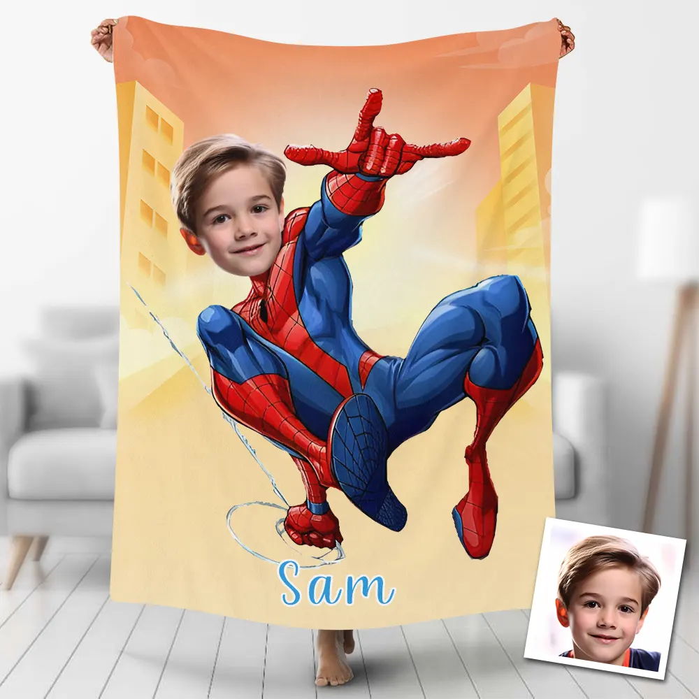 Custom Blankets Personalized Flying Spider Man Superhero Blankets