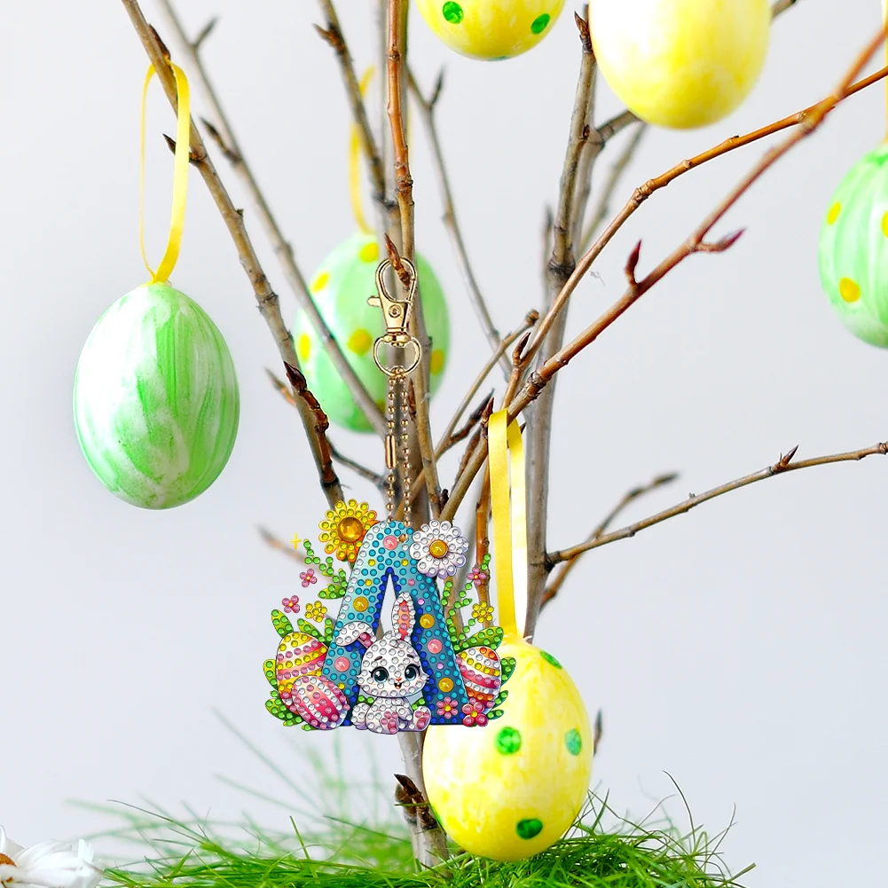 DIY PET Double Sided Special Shaped Easter Alphabet A Diamond Painting Keychain