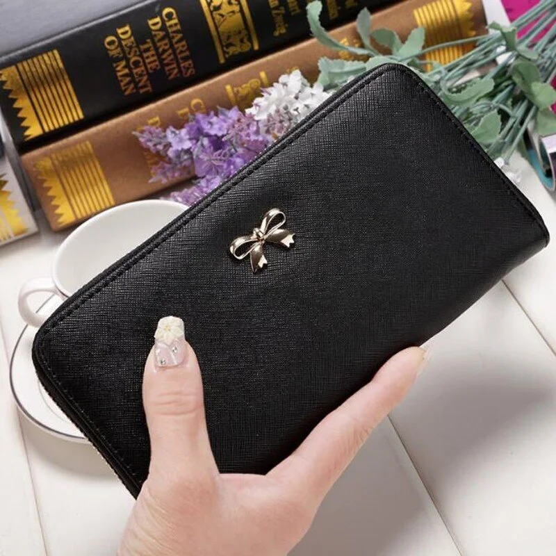 Big Capacity Women's Wallets Dull Polish Leather Wallet Double Zipper Day Clutch Purse Wristlet Coin Purse Card Holder Wallet