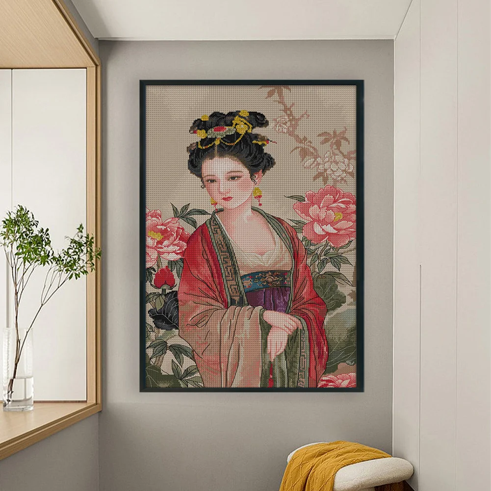 14CT Full Stamped Cross Stitch - Lady(Canvas|41*63CM)