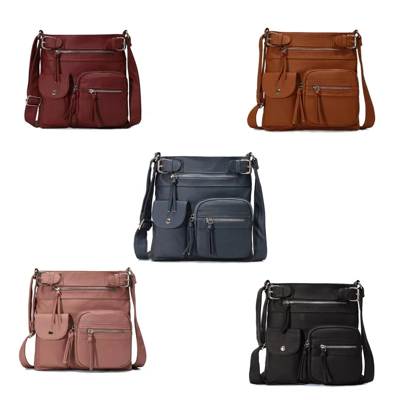 Multi-Pocket Crossbody Bag Soft Leather Shoulder Purse Bag✨