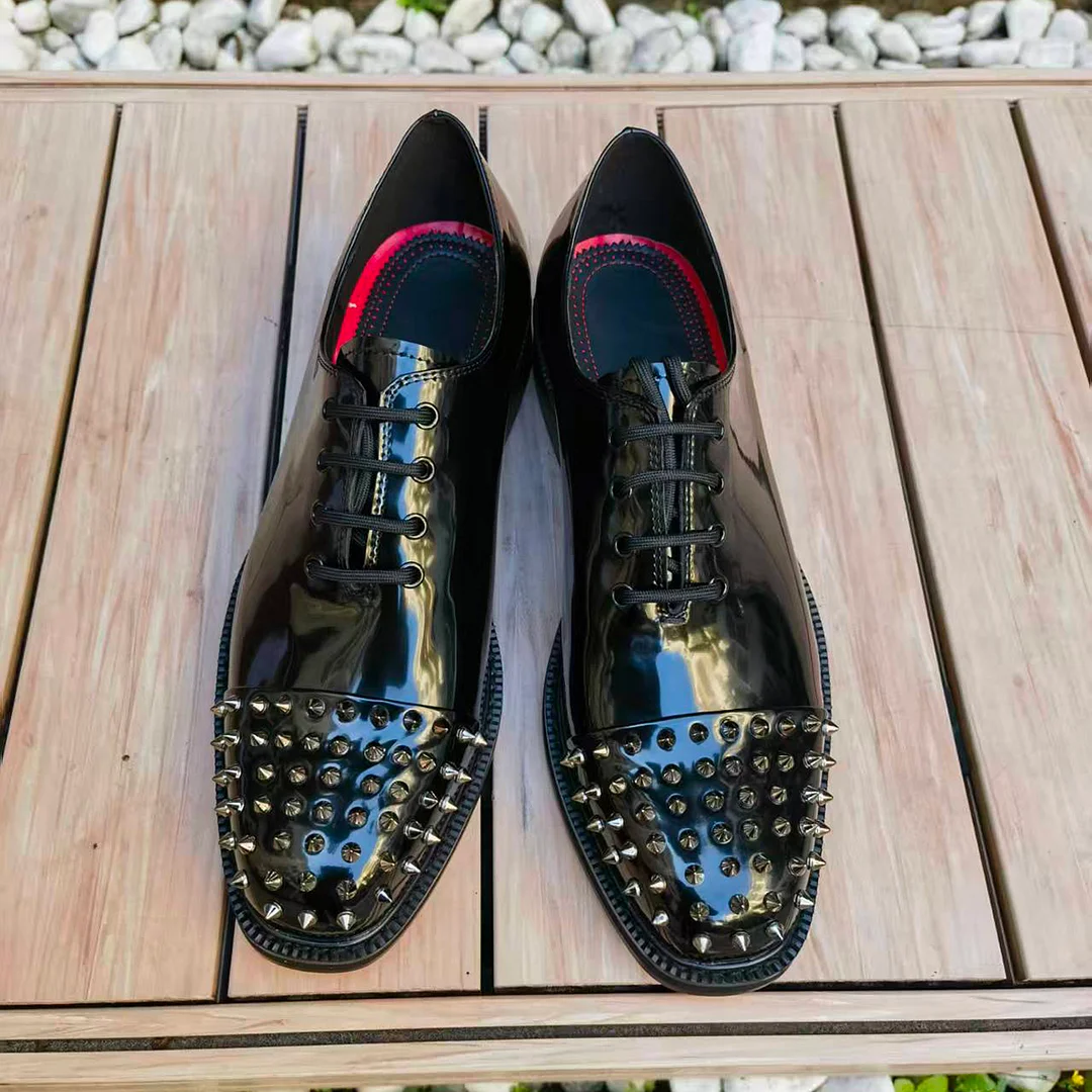 Merumote Gentleman's Oxford Shoes Red bottom Classic Formal Rivet Shoes-MERUMOTE