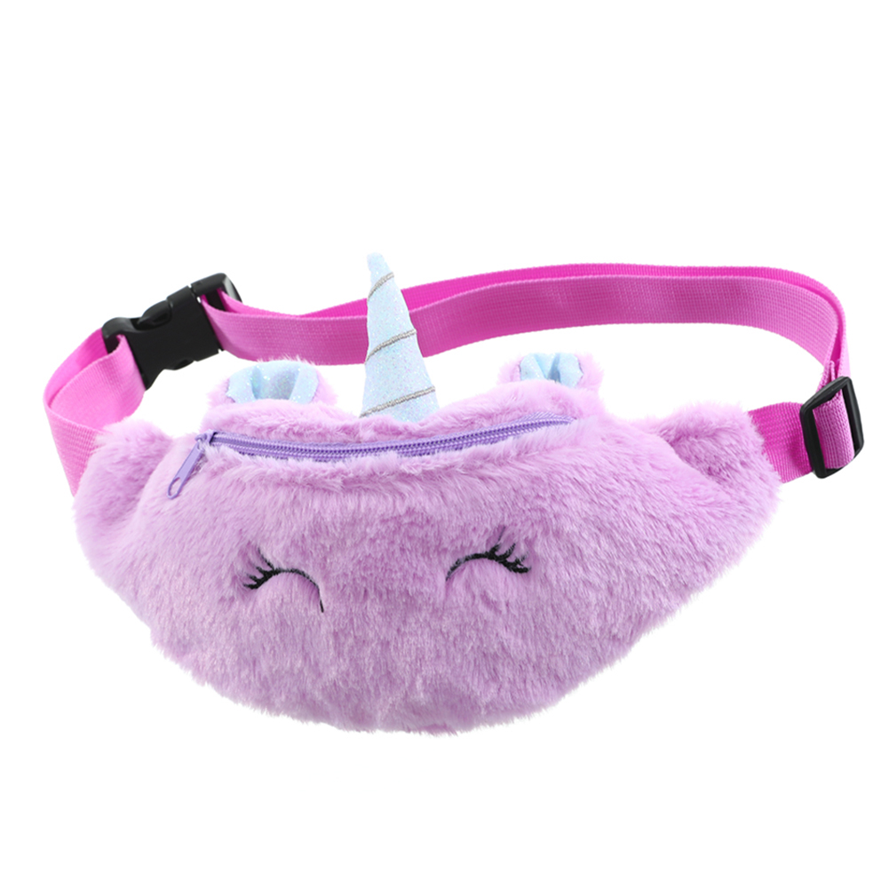 

Cartoon Cute Fanny Chest Bag Girl Kids Plush Soft Shoulder Waist Money Pack, Purple, 501 Original
