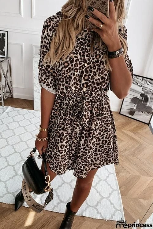 Animal Print Belted Mini Dress