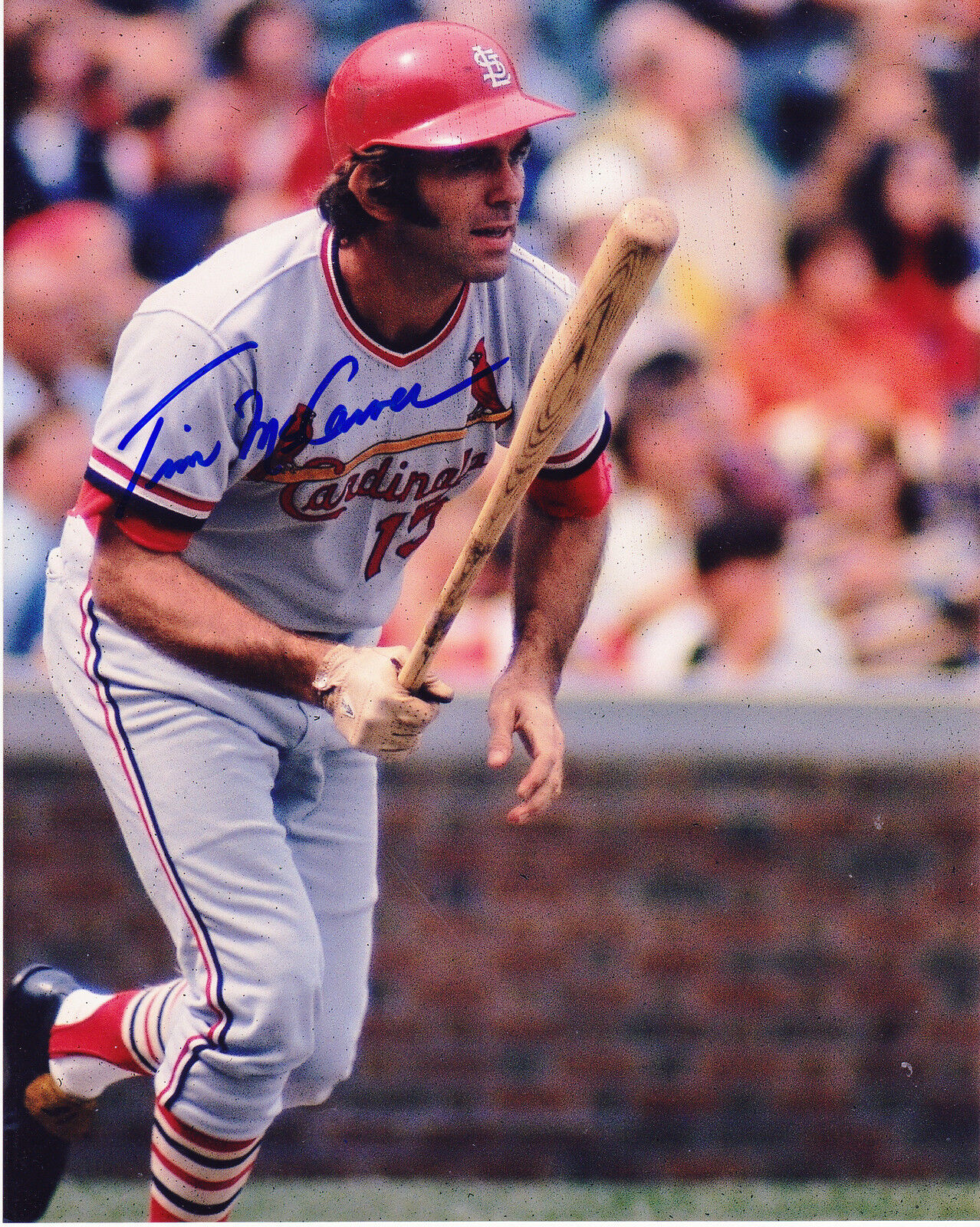 TIM MCCARVER ST. LOUIS CARDINALS ACTION SIGNED 8x10